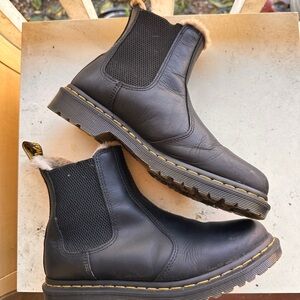 Dr. Martens Black Leather Fur Lined Chelsea Boots